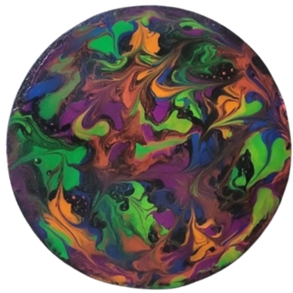 Hand Crafted Abstract Design Round  12 x 12 Inches Canvas Painting